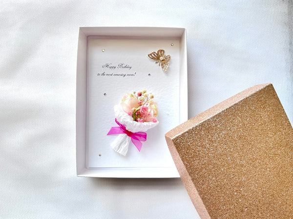 Luxury Personalised Handmade Dried Flower Birthday Card    C621