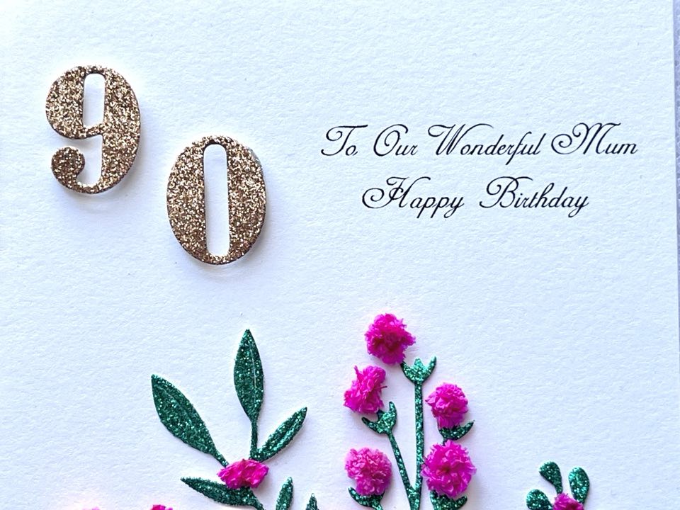 Luxury Personalised Handmade Dried Flower Birthday Card    C624