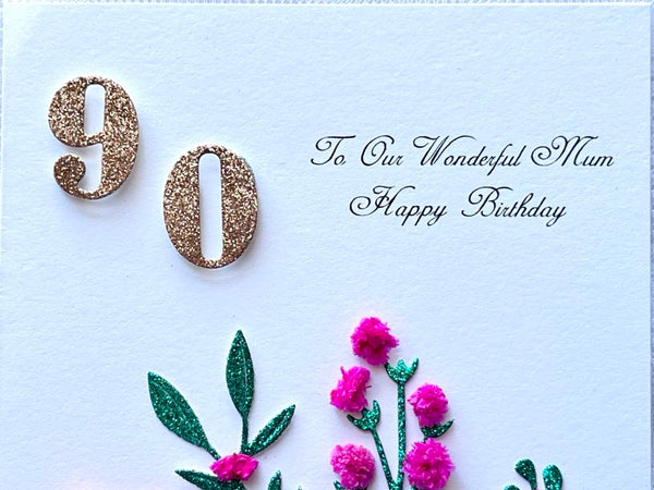 Luxury Personalised Handmade Dried Flower Birthday Card    C624