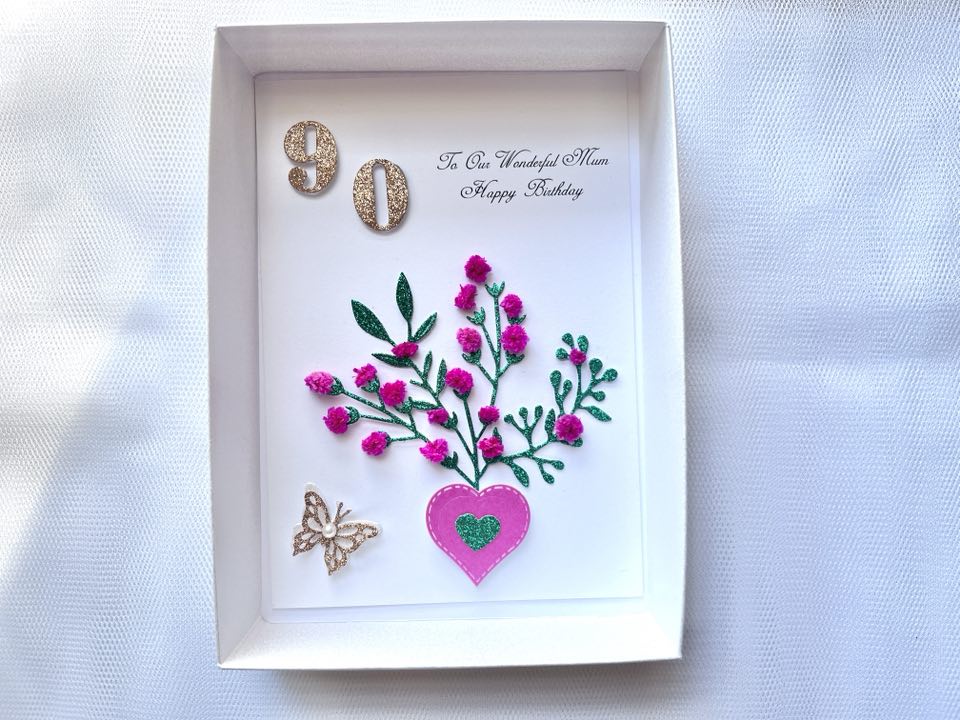 Luxury Personalised Handmade Dried Flower Birthday Card    C624