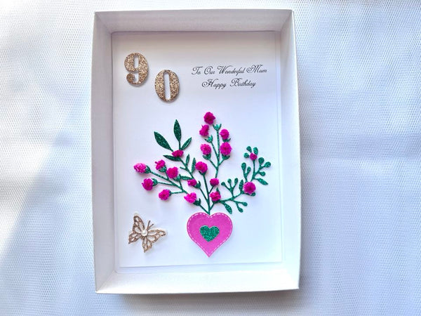 Luxury Personalised Handmade Dried Flower Birthday Card    C624