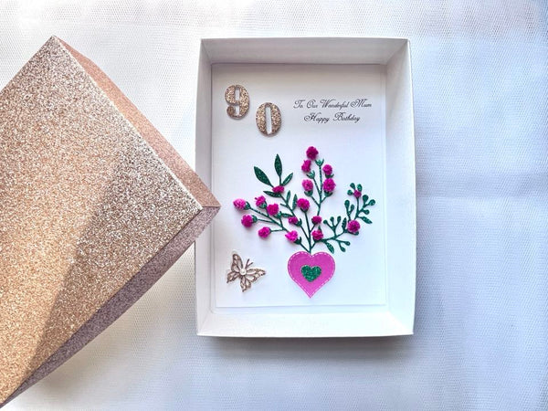 Luxury Personalised Handmade Dried Flower Birthday Card    C624