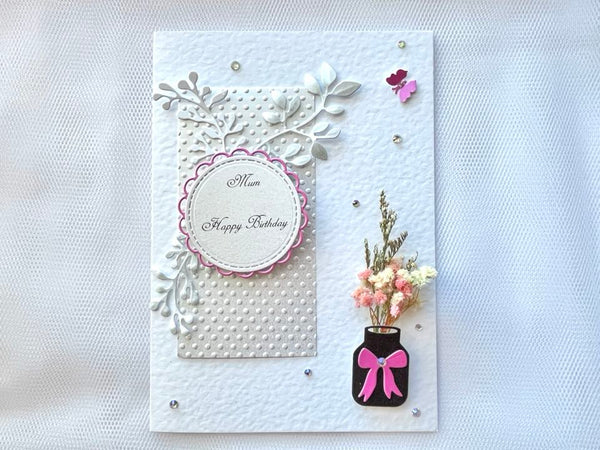 Luxury Personalised Handmade Dried Flower Birthday Card    C623