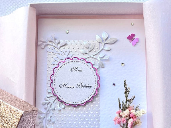 Luxury Personalised Handmade Dried Flower Birthday Card    C623