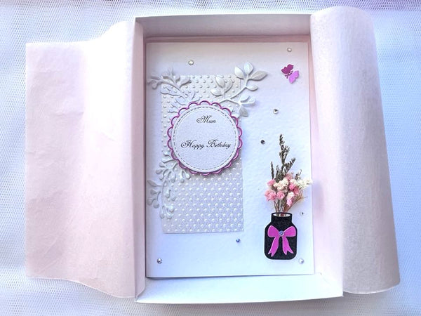 Luxury Personalised Handmade Dried Flower Birthday Card    C623