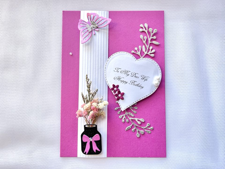 Luxury Personalised Handmade Dried Flower Birthday Card    C624