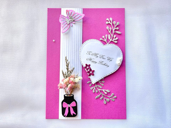 Luxury Personalised Handmade Dried Flower Birthday Card    C624