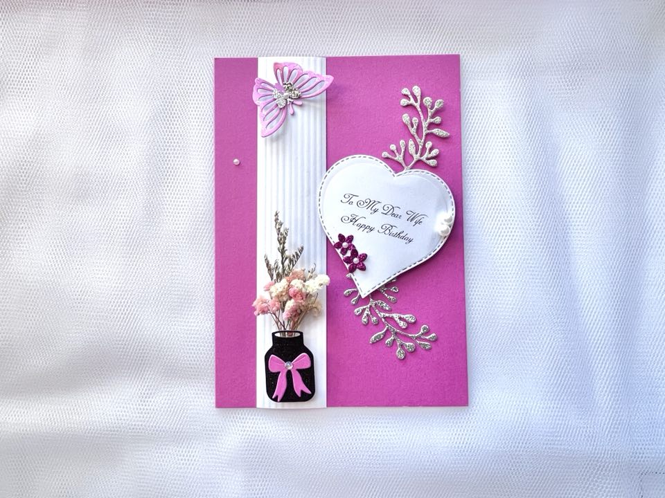 Luxury Personalised Handmade Dried Flower Birthday Card    C624