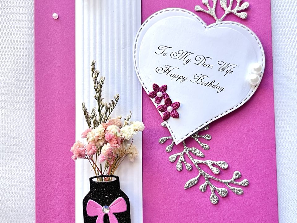 Luxury Personalised Handmade Dried Flower Birthday Card    C624