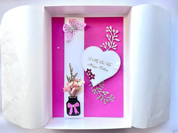 Luxury Personalised Handmade Dried Flower Birthday Card    C624