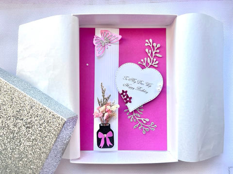 Luxury Personalised Handmade Dried Flower Birthday Card    C624