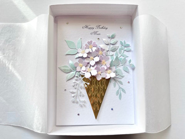 Luxury Handmade Personalised 3D Flower Birthday Card  C632