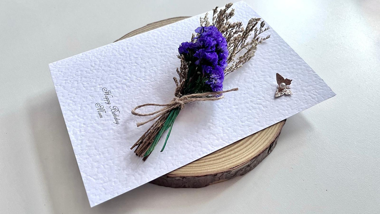 Luxury Birthday Gift for Her with Envelpe, Handmade Flower Bouquet with Personalised Card, Floral Birthday Card for Girls Women C635