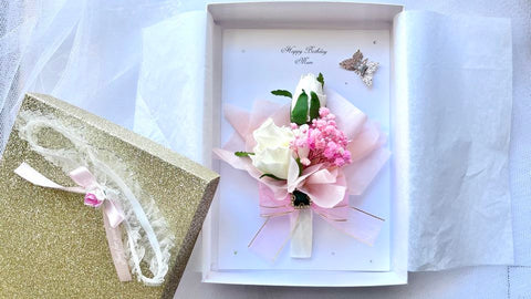 Luxury Handmade Personalised Dried Flower Birthday Card  C642
