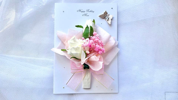 Luxury Handmade Personalised Dried Flower Birthday Card  C642