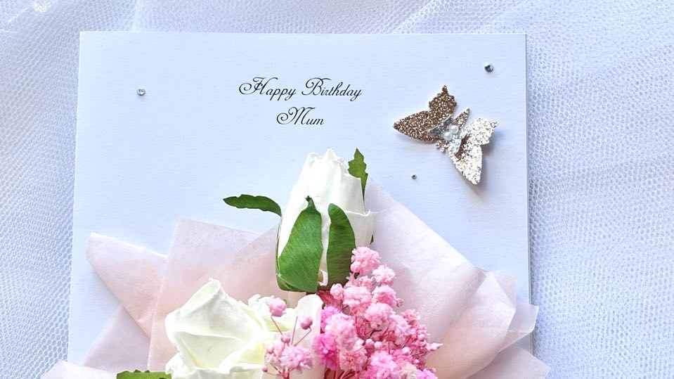 Luxury Handmade Personalised Flower Birthday Card  C642
