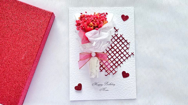 Luxury Handmade Preserved Dried Flower Birthday Card  C651