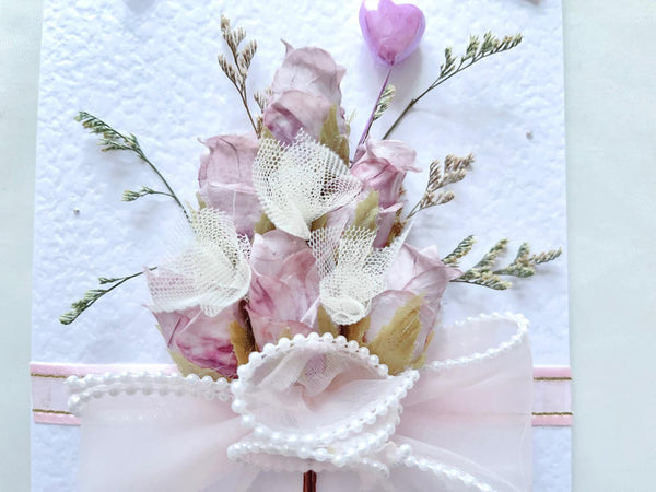 Luxury Handmade Preserved Dried Flower Birthday Card, Greeting Card C655