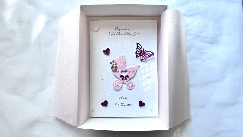 Personalised New Baby Card, Newborn Baby Custom Name & Date Card C712