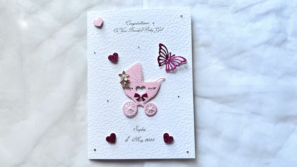 Personalised New Baby Card, Newborn Baby Custom Name & Date Card C712
