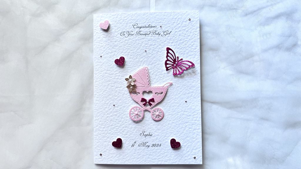 Personalised New Baby Card, Newborn Baby Custom Name & Date Card C712