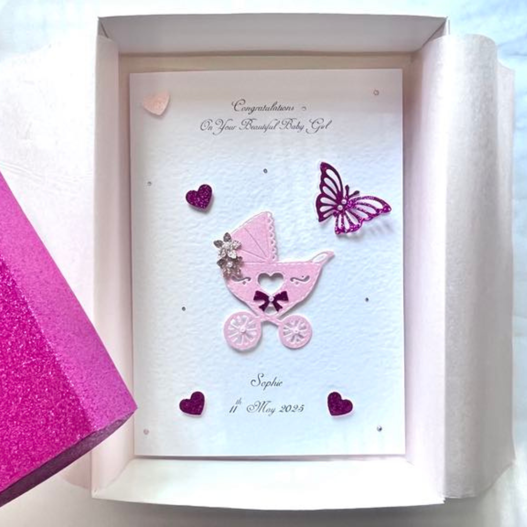 Personalised New Baby Card, Newborn Baby Custom Name & Date Card C712
