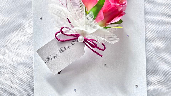 Luxury Handmade Personalised Dried Flower Birthday Card  C714