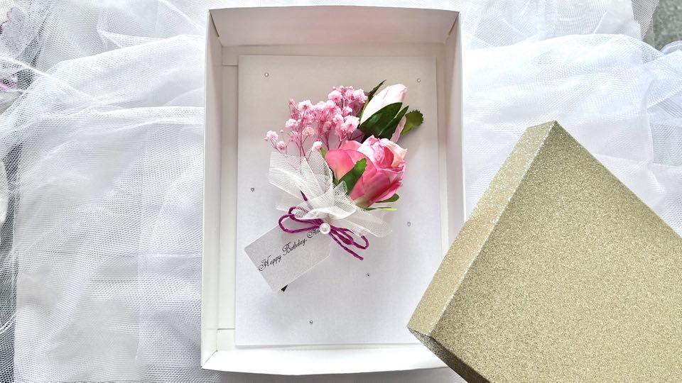 Luxury Handmade Personalised Dried Flower Birthday Card  C714