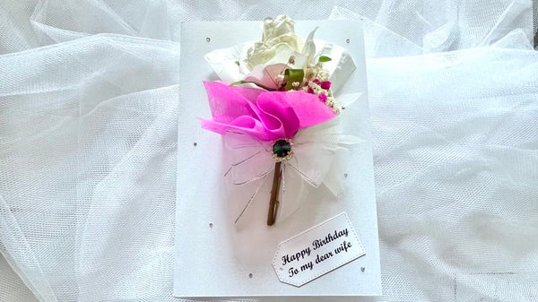 Luxury Handmade Personalised Dried Flower Birthday Card  C715