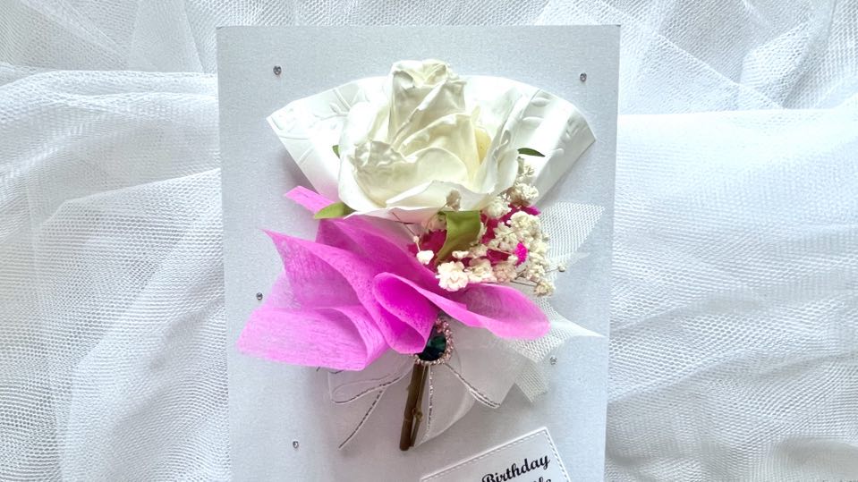 Luxury Handmade Personalised Baby Breath Flower Birthday Card  C715