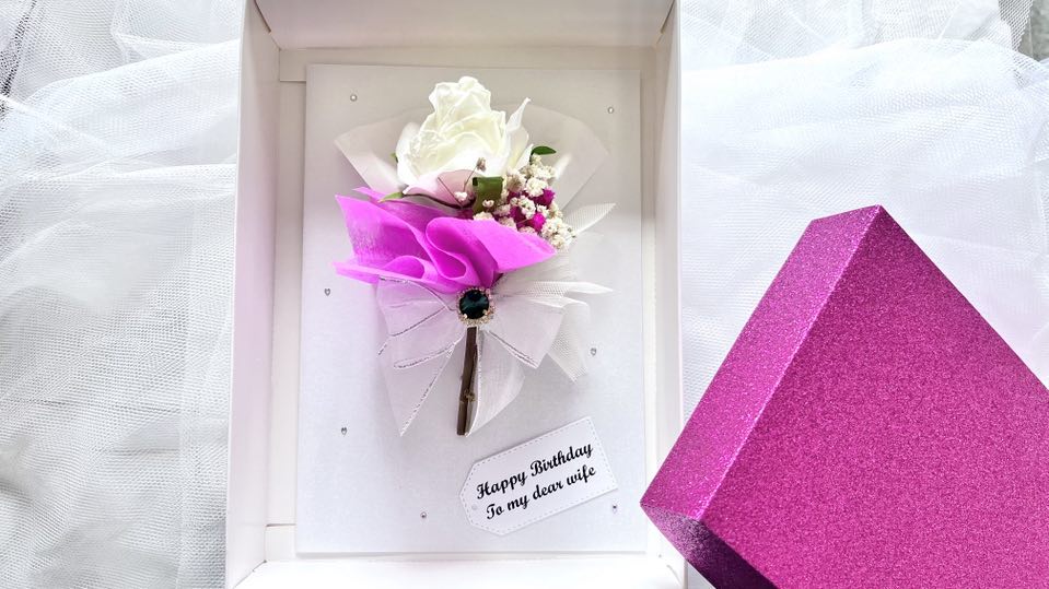 Luxury Handmade Personalised Baby Breath Flower Birthday Card  C715