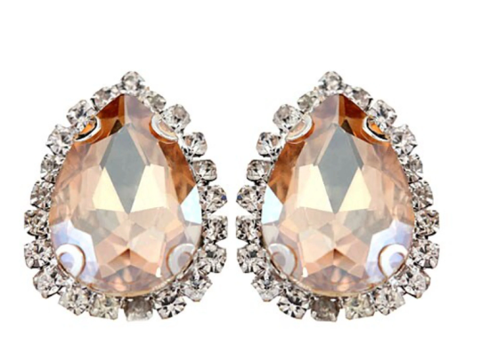 (S33S)  10 Pcs / Silver Base Sew On Rhinestone Teardrop Crystal