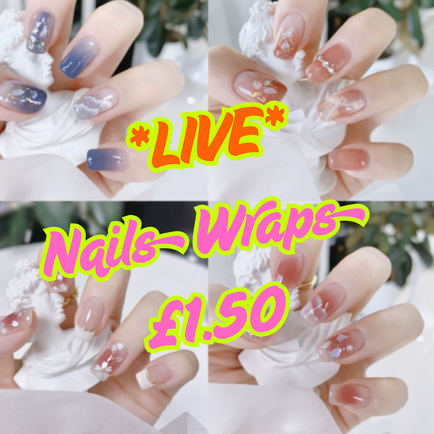 (1.50 Live) 1 set Press on Nails, Fake Nails (without tool)