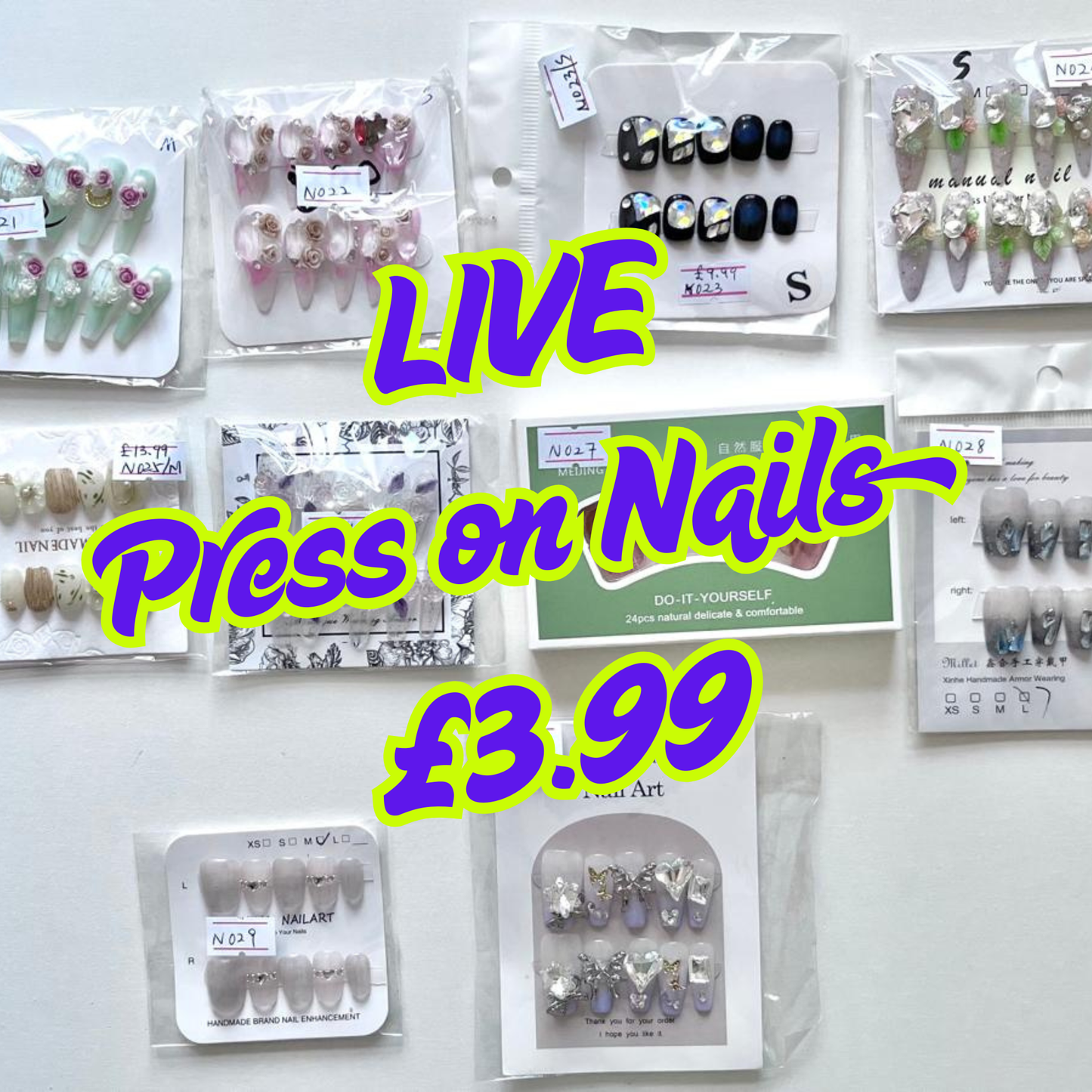 (£3.99 Live Shopping) 1 set Press on Nails, Fake Nails (without tool)