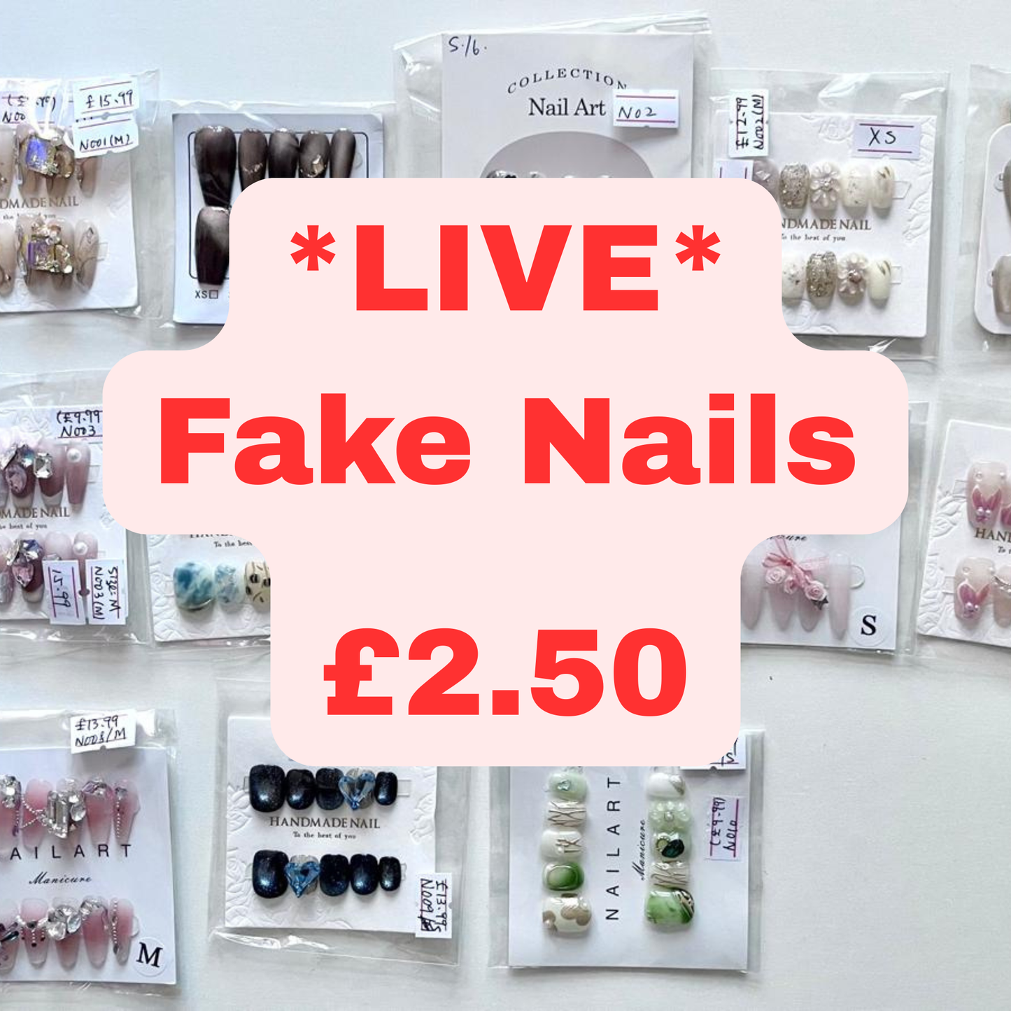 (£2.50 Live Shopping) 1 set Press on Nails, Fake Nails (without tool)