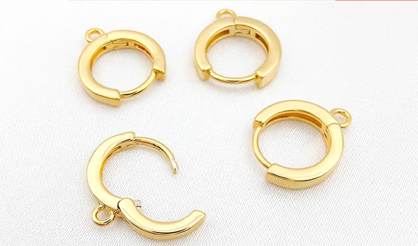 (EK110) 10 pcs / Gold Plated Base French Hoop Earrings