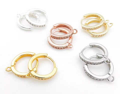 10 pcs / Gold Plated Crystal Star Hoop Earrings, Jewellery Making Findings  EK11