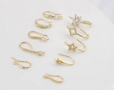 10 pcs / Gold Plated Crystal Star Hoop Earrings  EK15