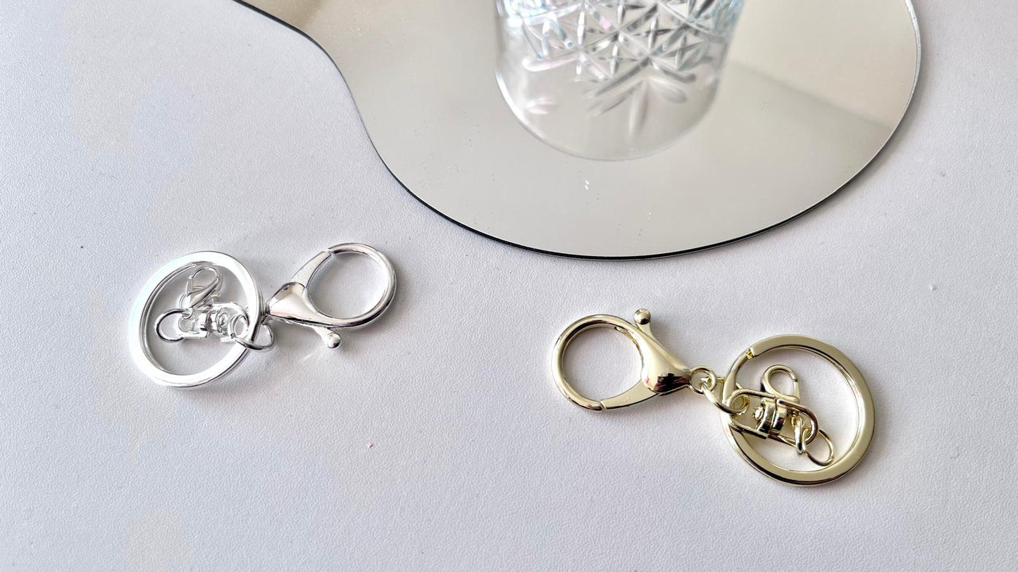 (EK200) 5 pcs /  DIY Gold Plated Keyrings / Keychain / Craft Supplies