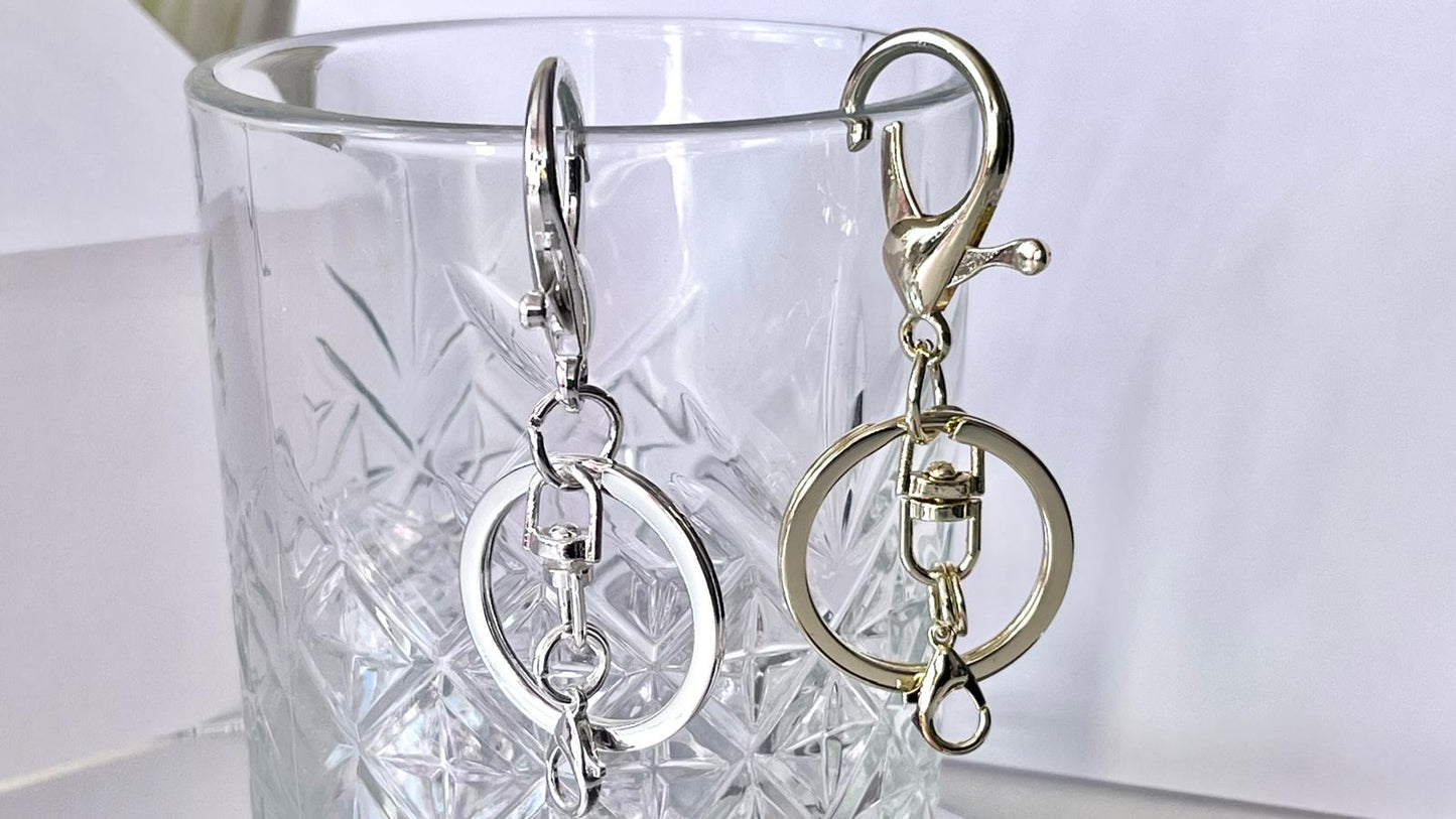 (EK200) 5 pcs /  DIY Gold Plated Keyrings / Keychain / Craft Supplies