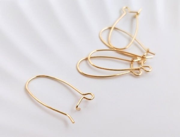 10 pcs / Gold Plated Kidney Hoop Earrings, Jewellery Making Findings  EK70