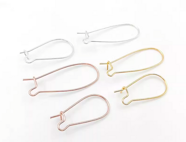 10 pcs / Gold Plated Kidney Hoop Earrings, Jewellery Making Findings  EK70