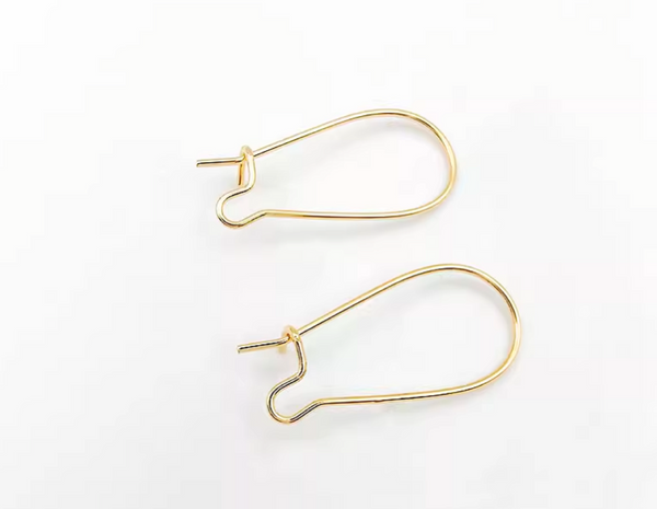 10 pcs / Gold Plated Kidney Hoop Earrings, Jewellery Making Findings  EK70