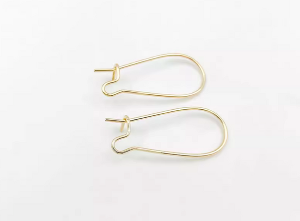 10 pcs / Gold Plated Kidney Hoop Earrings, Jewellery Making Findings  EK70