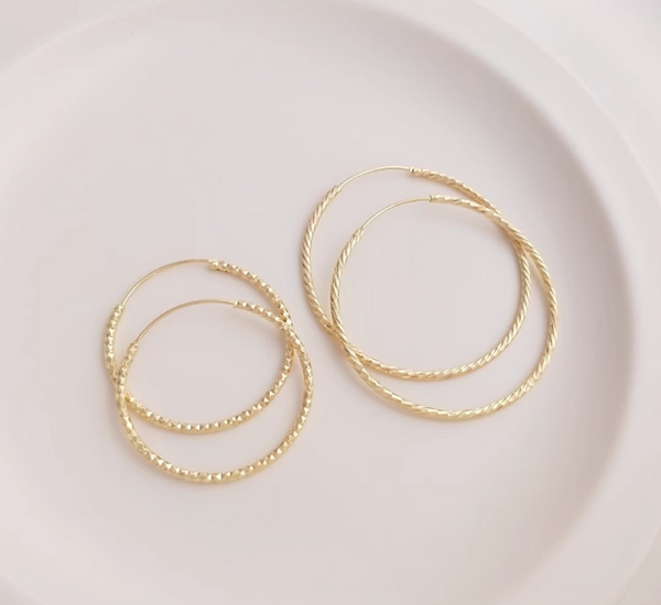 10 pcs / 35mm, 50mm / Gold Plated French Hoop Earrings   EK85