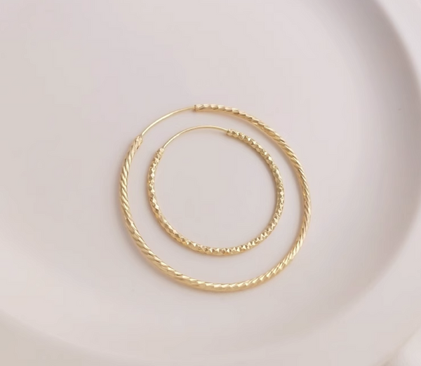 10 pcs / 35mm, 50mm / Gold Plated French Hoop Earrings   EK85