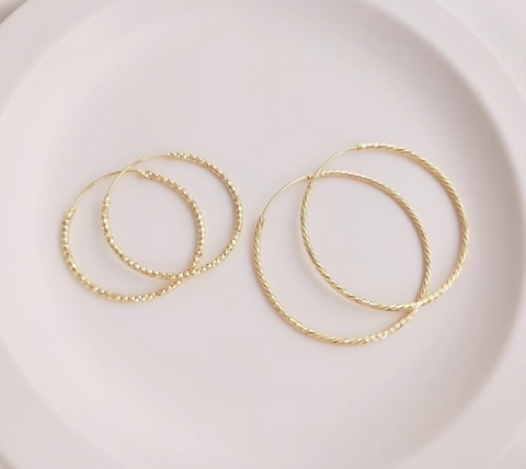 10 pcs / 35mm, 50mm / Gold Plated French Hoop Earrings   EK85