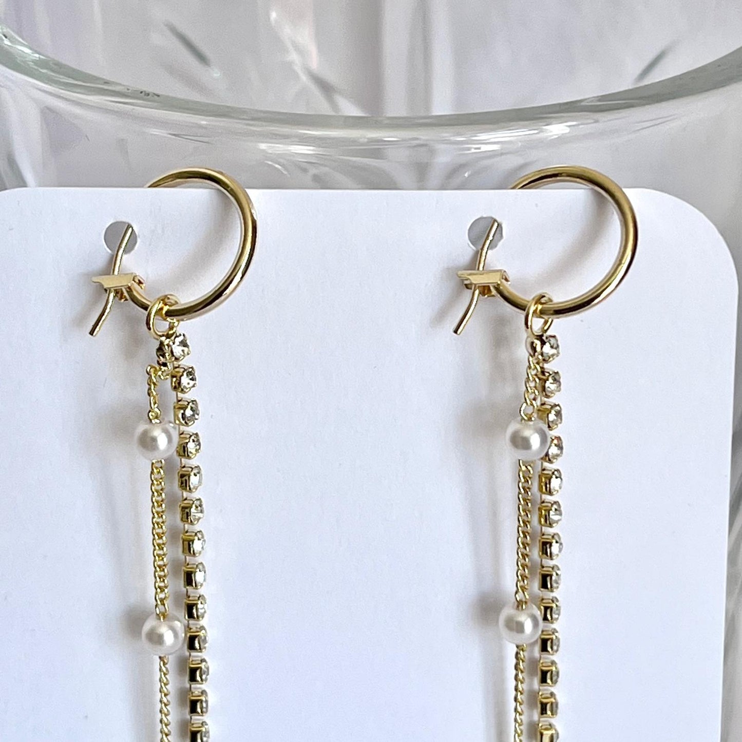 (EKH500) Handmade Gold Plated Crystal Earrings, Wedding Accessories, Bridal Earrings
