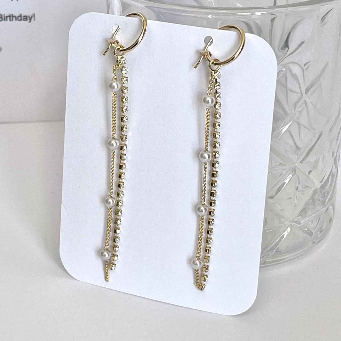 (EKH500) Handmade Gold Plated Crystal Earrings, Wedding Accessories, Bridal Earrings