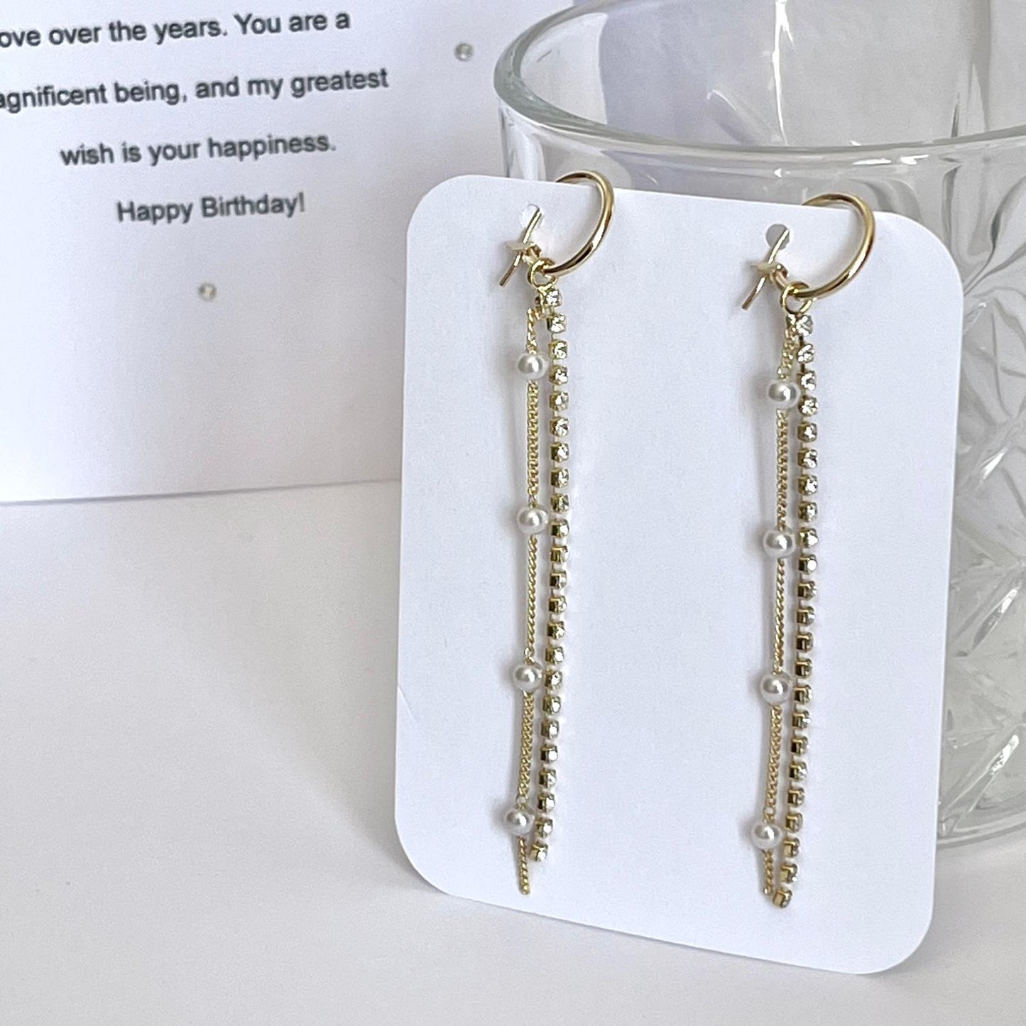 (EKH500) Handmade Gold Plated Crystal Earrings, Wedding Accessories, Bridal Earrings